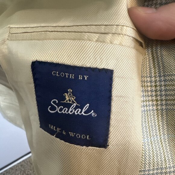 Samuelsohn Scabal silk wool tan plaid blazer Soft Men 42XL O’Connors luxury - Picture 6 of 8